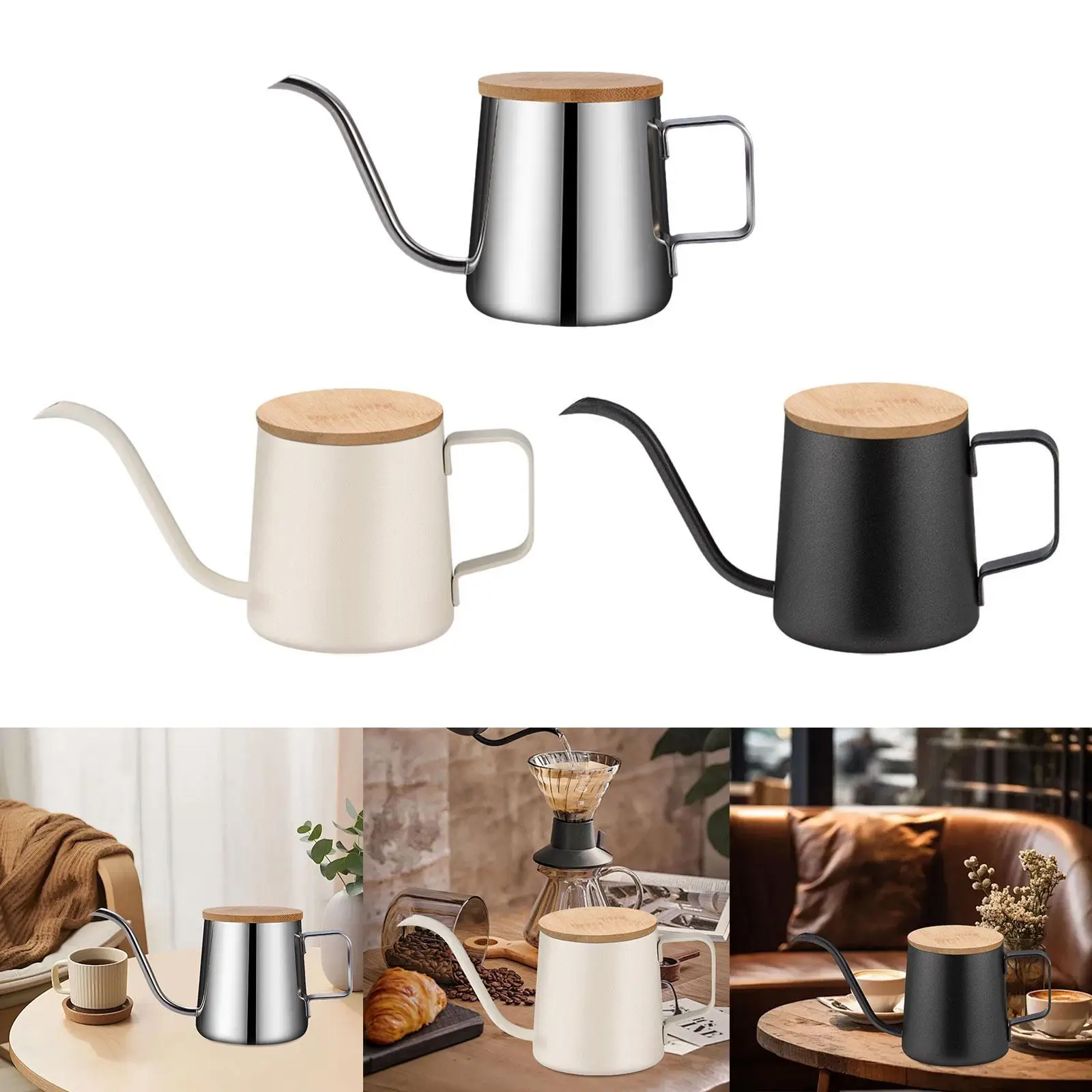 Camping Coffee Pot 350ml Gooseneck Spout Stainless Steel Tea Kettle Gooseneck Kettle Outdoor Indoor Kitchen Coffee Drip Kettle