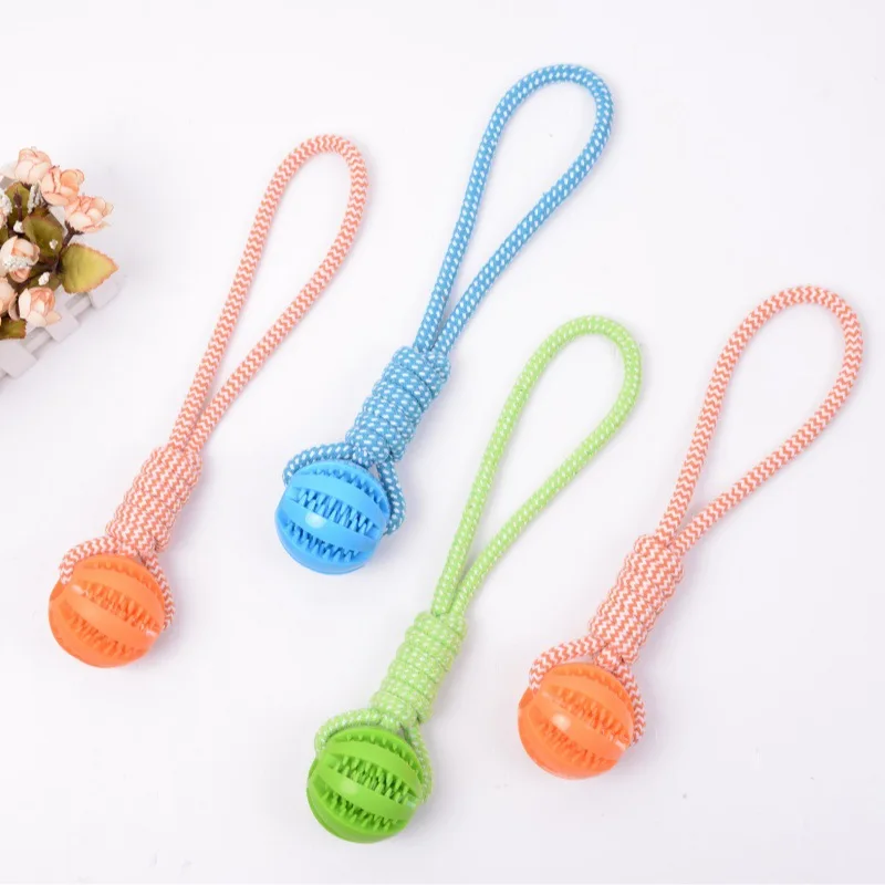 Juguetes para masticar para perros: bola de sandía dental, dispensador de golosinas y juguetes de cuerda de algodón para limpieza y morder los dientes de mascotas