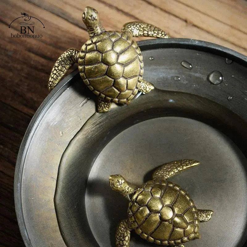 Figura tortuga latón artesanal miniatura para decorar hogar y oficina - imagen 5