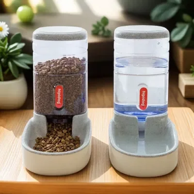 Bebedero para perros, cuencos, juego de comedero de agua, grande, mediano y por gravedad alimentaria, dispensador de diseño automático para mascotas, doble para mascotas, gatos pequeños