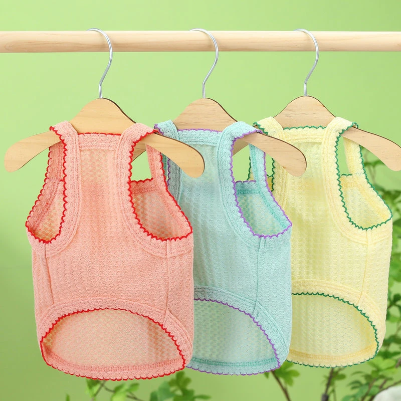 Camiseta bordada de flores para perros, chaleco transpirable de verano y primavera con esfinge para gatos, monos románticos, ropa para mascotas, ropa para perros Chihuahua - imagen 2