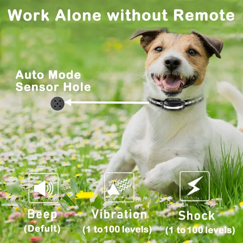 Nuevo Collar clásico de entrenamiento para perros en blanco y negro, Collar para corteza de perro, dispositivo sin corteza con collares reflectantes eléctricos remotos para perros y mascotas - imagen 2