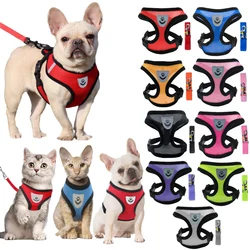 Arnés para gatos, chaleco para caminar, correa de plomo para cachorros, Collar para perros, arnés de malla ajustable para perros pequeños y medianos, accesorios para mascotas, 9 colores
