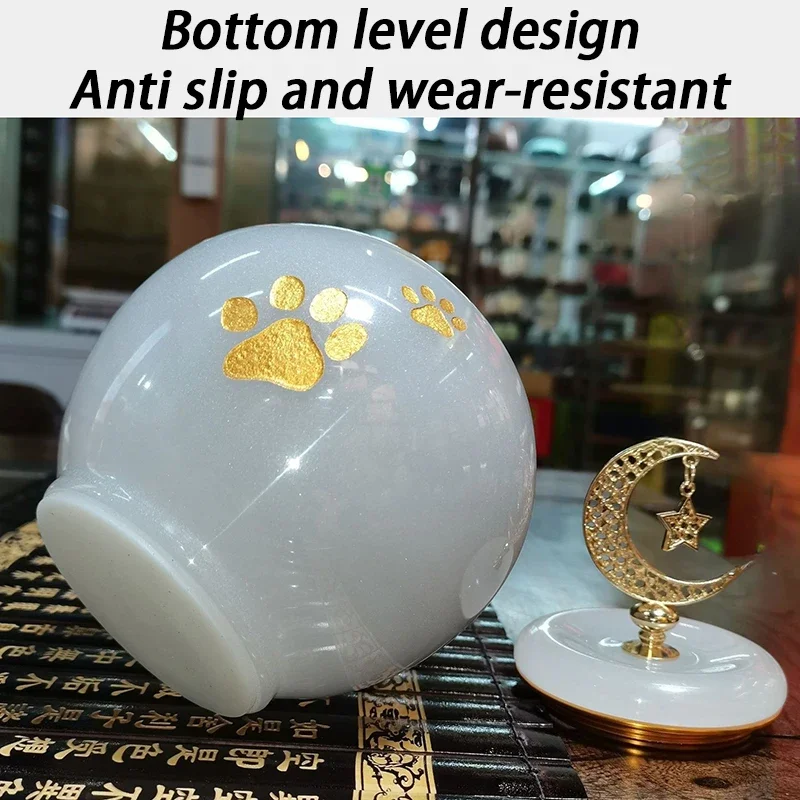Urna para mascotas de Jade blanco de 550ML, urna conmemorativa para cenizas, urna funeraria para mascotas, sello de huellas de cenizas, urnas para perros, caja de cenizas conmemorativas para gatos a prueba de humedad - imagen 4