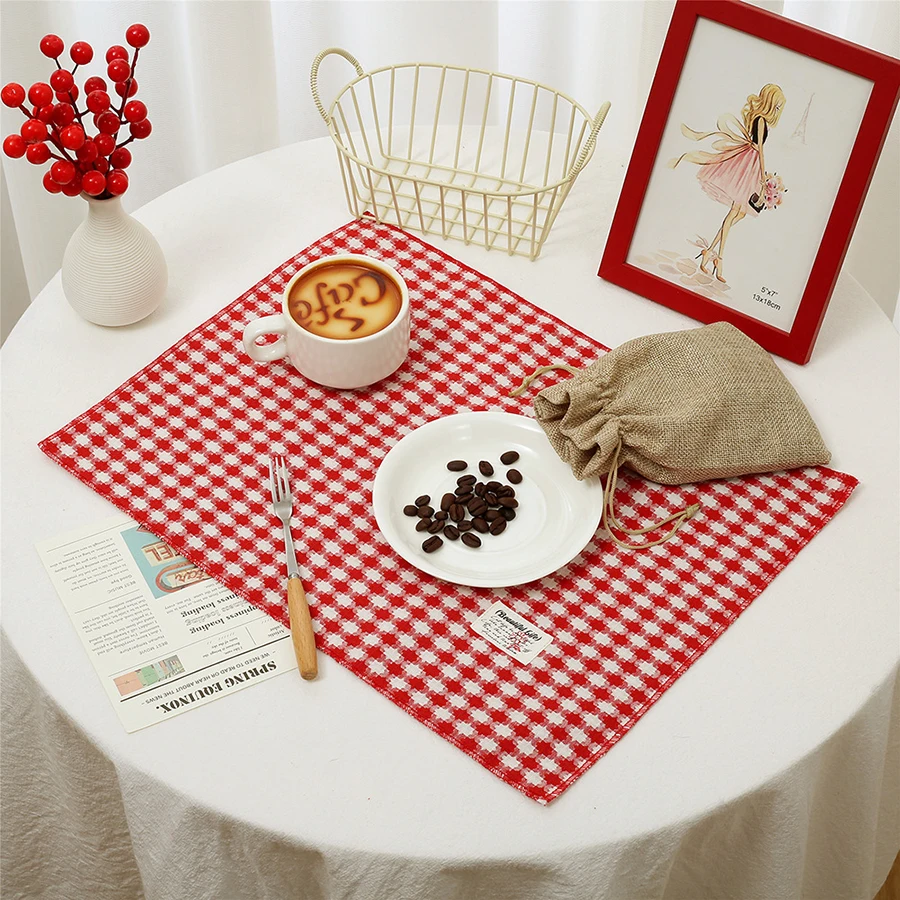 Funda de almohada de ambiente navideño de Jacquard a cuadros de doble cara, mantel de cocina, tela de comedor de moda Ins de estilo coreano