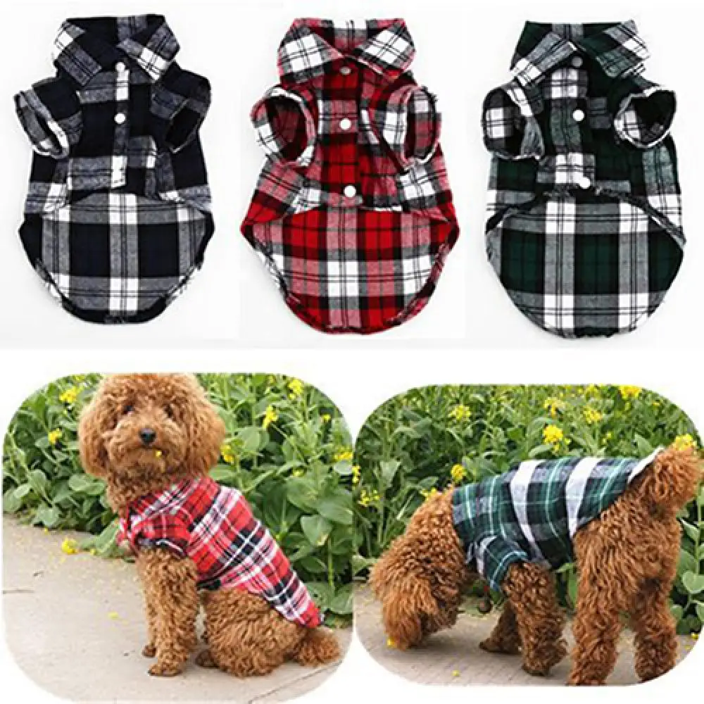 Small Dog Jacket dog clothes Pet Plaid Shirt Lapel Coat Cat Jacket Clothes Costume Tops dog accessories одежда для собак 2021 - imagen 2