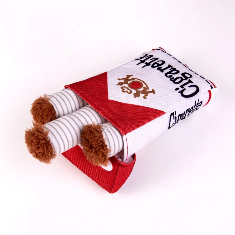Divertido juguete de peluche para masticar cigarrillos falsos creativos juguete para masticar y moler con sonido chirriante caja de cigarrillos regalos para mascotas - imagen 2
