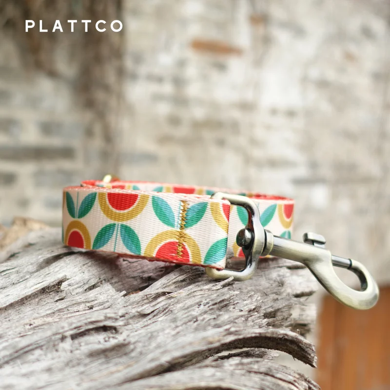 PLATTCO-collar ajustable con correa para perro con estampado de nailon, productos para mascotas, placa con nombre grabada personalizada, suministros para mascotas, té de flores PDC351 - imagen 5