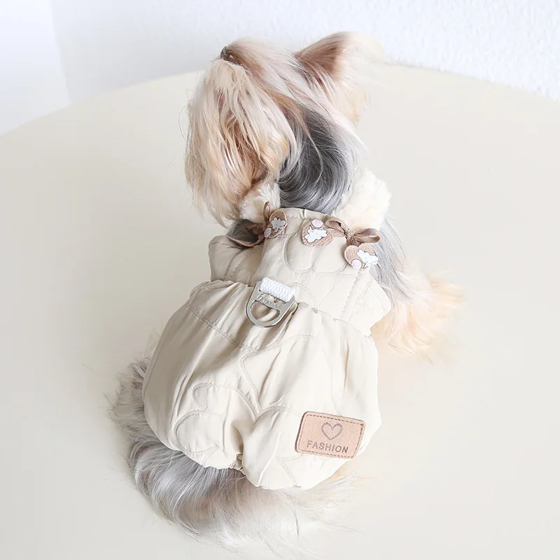 Otoño e Invierno nuevo amor conejo calabaza falda de tracción ropa para perros y gatos ropa para mascotas falda de burbujas con correa ropa para cachorros