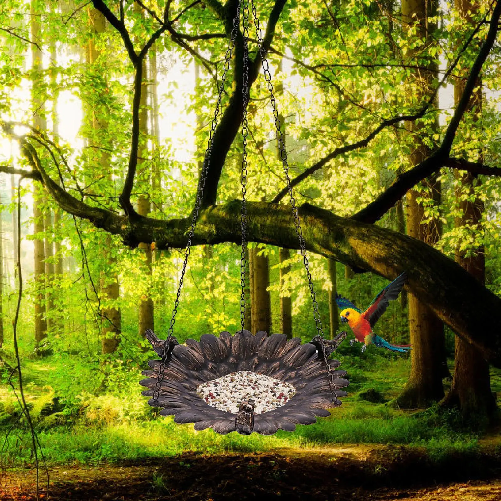 Hanging Bird Bath Bird Feeder Trendy Metal Practical Lightweight Water Bowl Feeding Dish for Sparrows Hummingbirds Courtyard