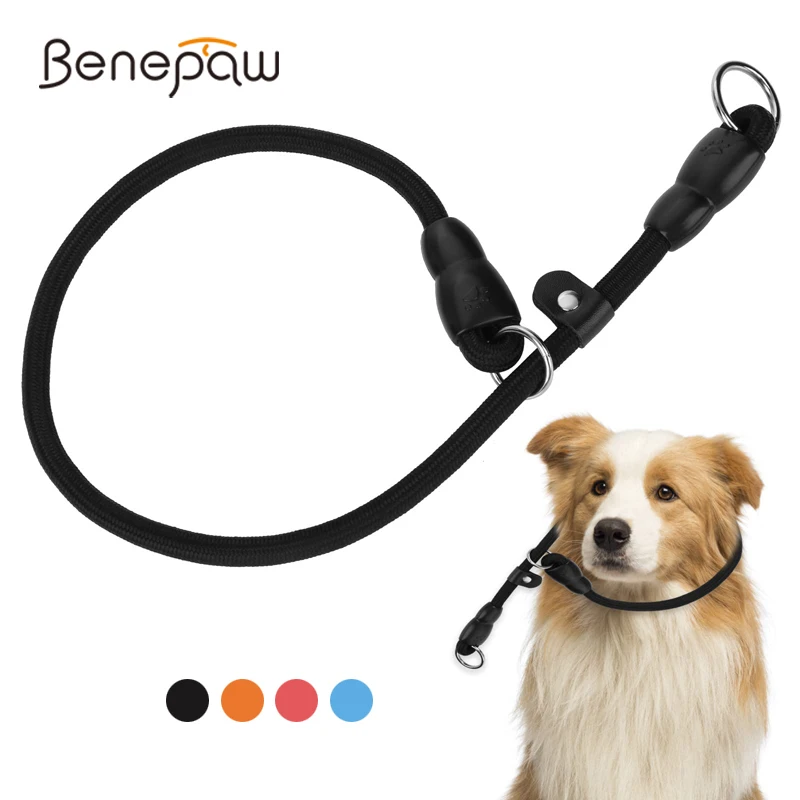 benepaw collar perro antideslizante ajustable resistente seguro sin tirones cuerda redonda nailon estrangulación collar mascotas entrenamiento perros pequeños medianos grandes