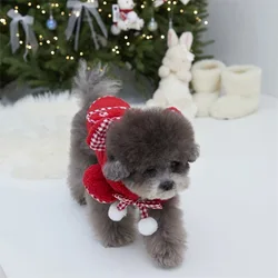 Abrigo navideño de felpa doble capa con capucha para perros pequeños