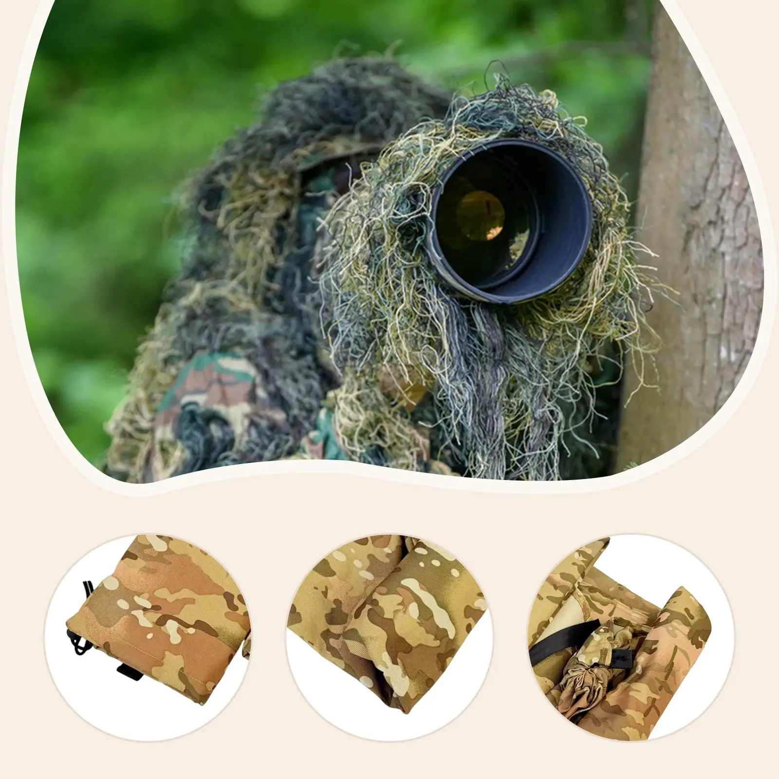 Camo Camping Chair, Portable Swing Seat Compact Camping Stool on Tree for Beach