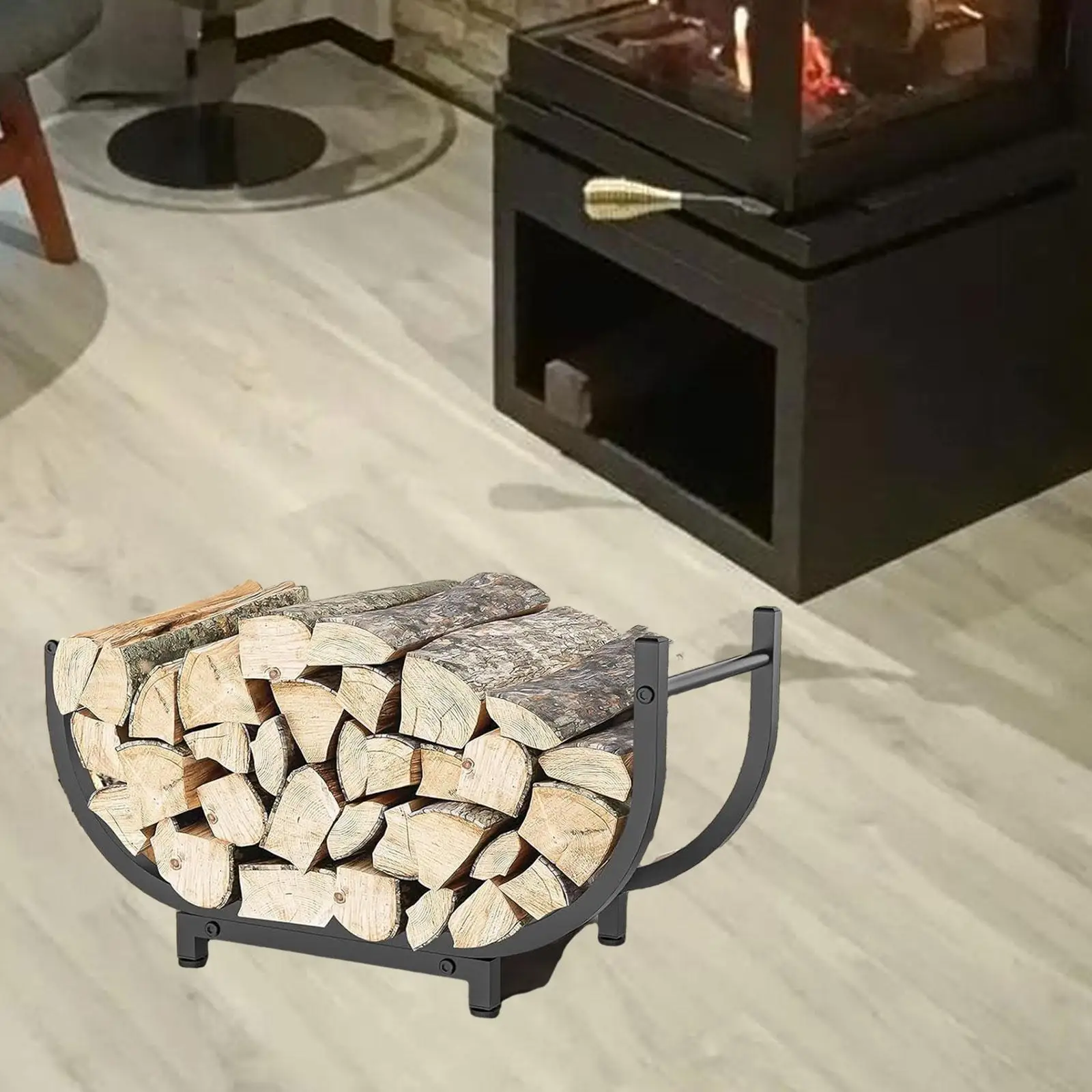 Estante para leña para almacenamiento de chimenea, soporte ligero para almacenamiento de leña - imagen 2