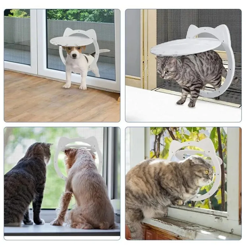 1 unidad de puerta exterior con pantalla segura con cerradura interior para gato mascota, función de cierre automático magnético, puerta resistente - imagen 2