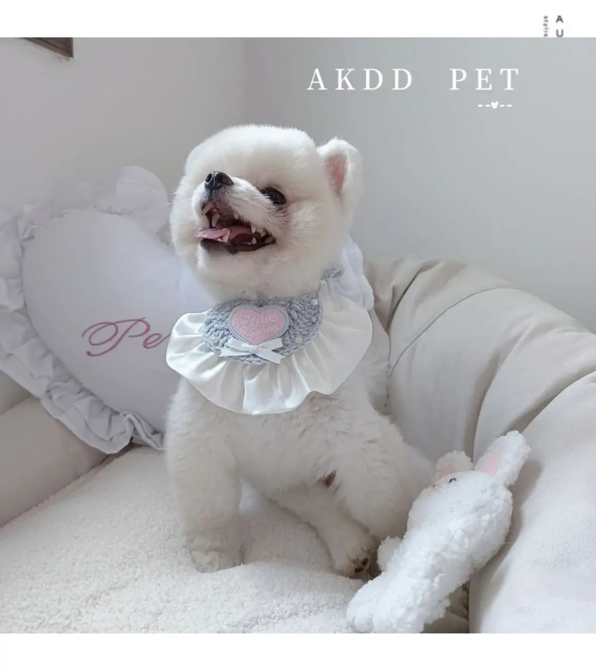 Pet Love-toallita de labios bordada hecha a mano, gato, perro, amor, bufanda de cuello, joyería linda, accesorios para mascotas para perros pequeños - imagen 4