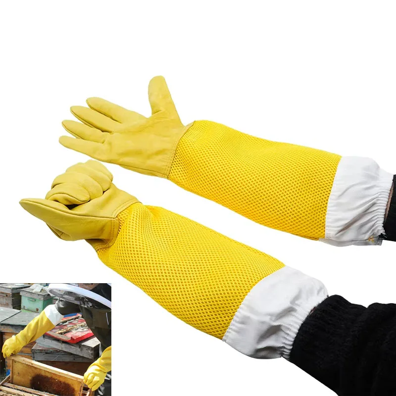 Guantes de apicultor, mangas protectoras, ventilados, profesionales, antiabejas para apicultura, herramientas para evitar colmena