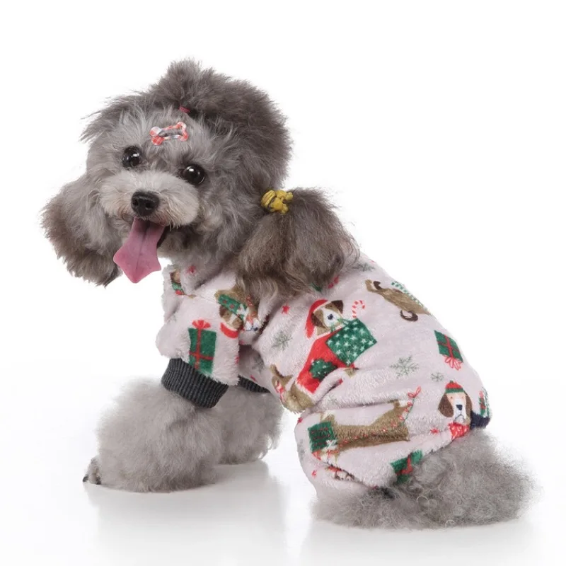 Trajes navideños para perros y mascotas, disfraz con estampado de figuras de Festival para cachorros pequeños y medianos, ropa de una pieza para gatos de otoño e invierno - imagen 3
