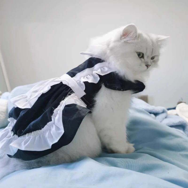 Ropa para perros, vestido de princesa con Coño de verano, diácono negro, Anime, sirvienta, Lolita, perro pequeño, suministros para mascotas - imagen 5