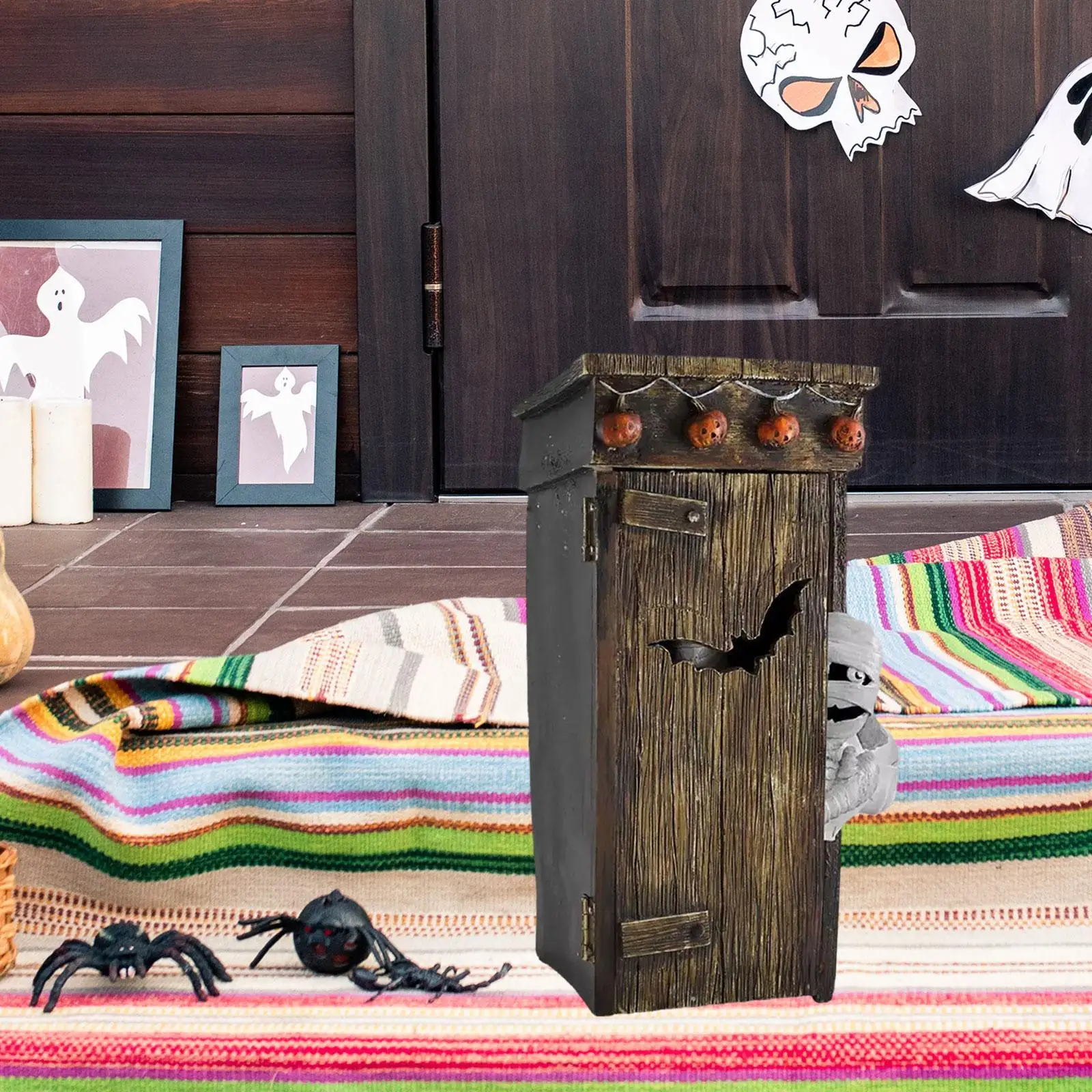 Mummy Animated Decor Party Supply Collections Halloween Ornament Outhouse Mummy Statue for Family Hotel Cafe Festival Restaurant