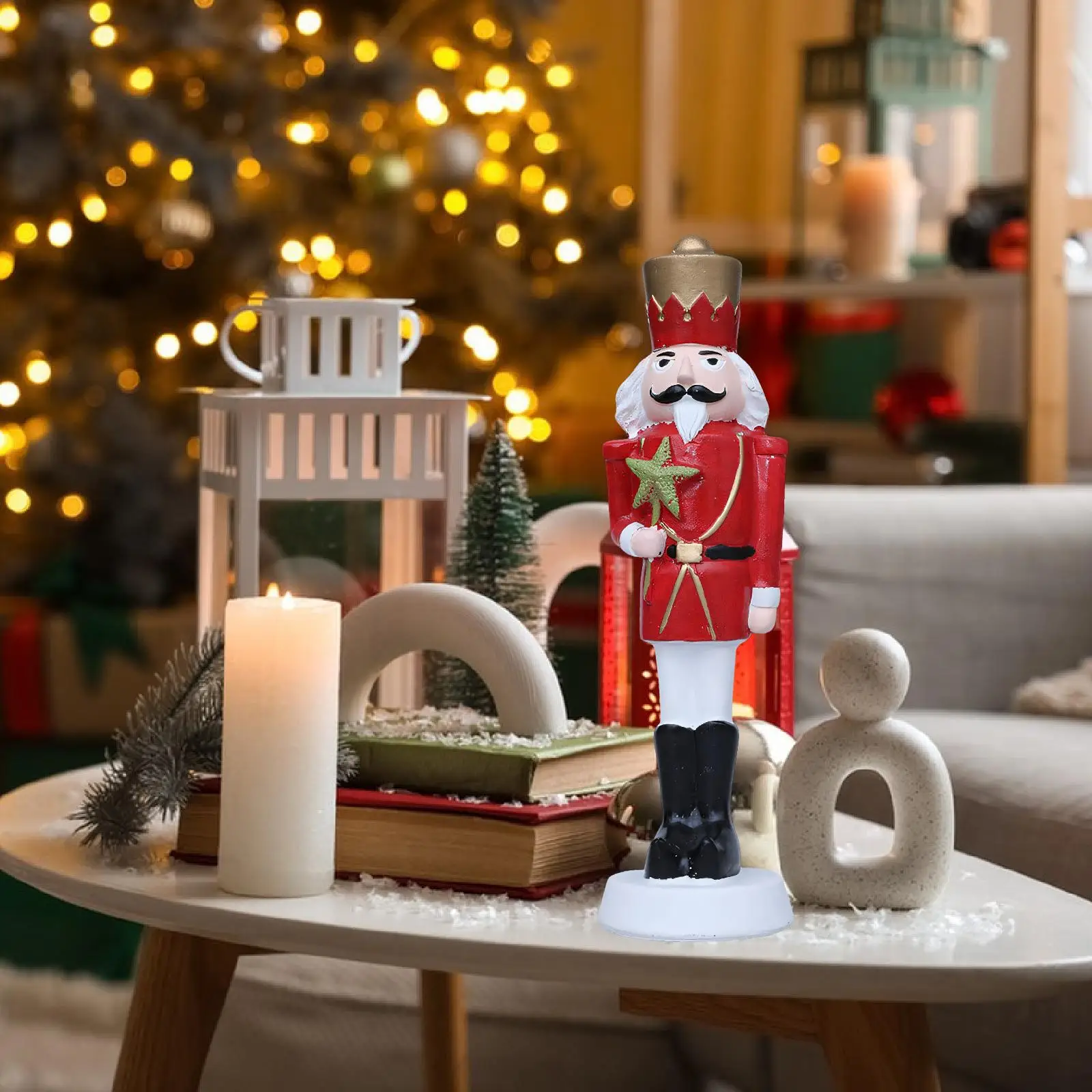 Estatuilla de Cascanueces navideña, decoraciones navideñas, artesanías de resina versátiles, estatua de adorno de Navidad para chimenea de Navidad, estante de escritorio