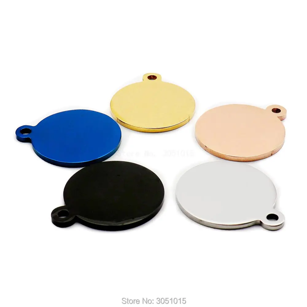 Venta al por mayor, 20 piezas, etiqueta de identificación personalizada de acero inoxidable para mascotas, perros, gatos, cachorros, placa redonda de Metal con nombre, productos para mascotas - imagen 3