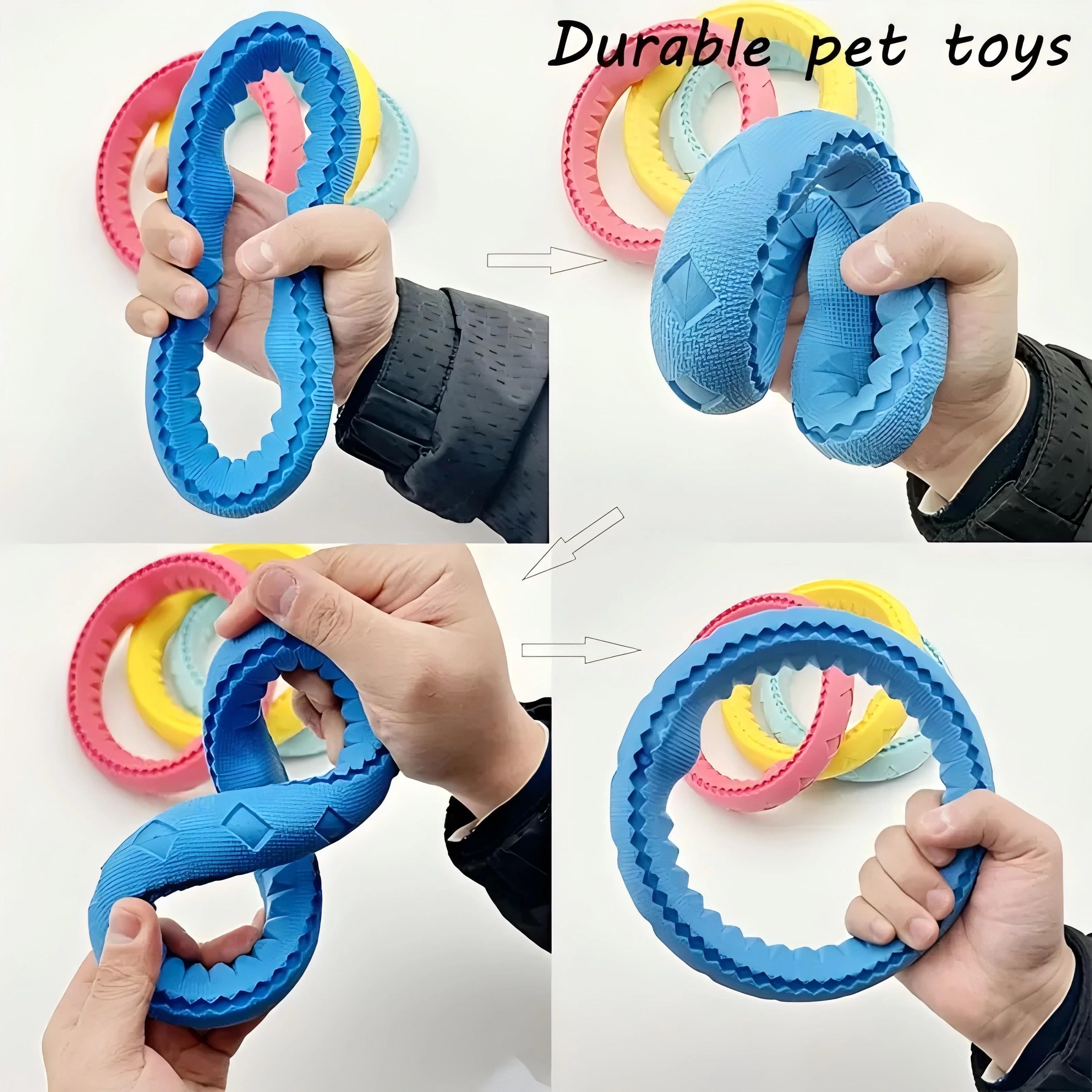 Anillo de goma para perros para aliviar el aburrimiento, acompañar rechinar los dientes, resistente a mordeduras, cachorros grandes y medianos - imagen 3