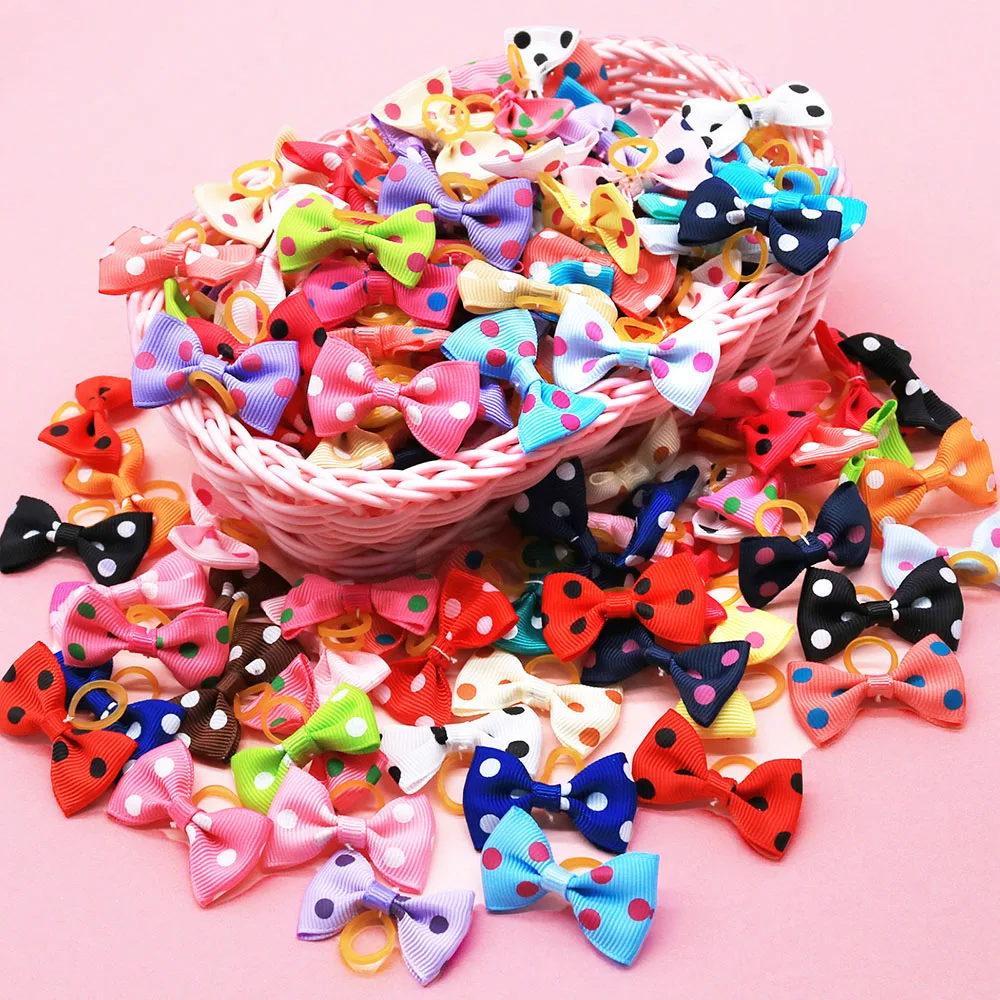 500 Uds. Lazos para perros a granel, lazos para el pelo para mascotas, bandas de goma con puntos sólidos, accesorios para el cabello para perros pequeños, aseo para perros pequeños