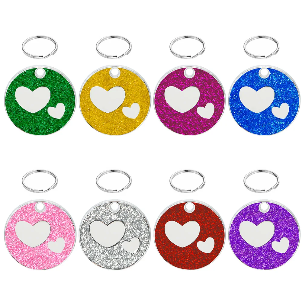 100PCS Personalized Pet ID Tags Engraved Pet Name Heart Number Address Cat Dog Collar Animal Round Pendant Puppy Rabbit Necklace - imagen 2