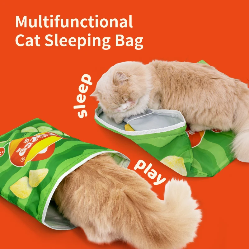 Juguete de túnel para gatos con 7 patrones Gourmet, bolsa de taladro plegable interactiva con bola de felpa, accesorio para jugar a las mascotas - imagen 4