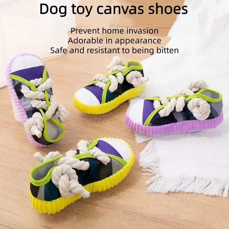 Juguete para perros, zapatilla chirriante, cuerda Dental para masticar, nudo, Corgi, Teddy, aburrimiento, Buster, quemador de energía para mascotas - imagen 2