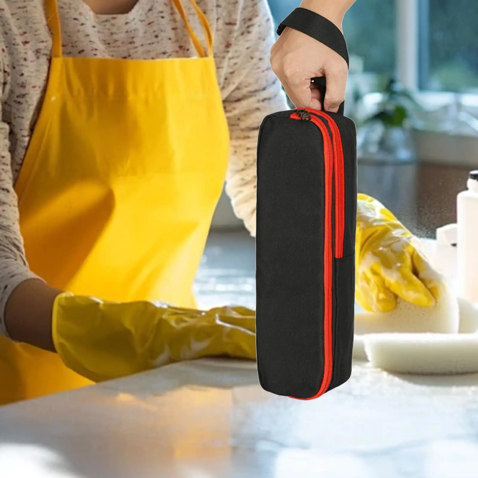 Scrub Brush Cleaner Carrying Case Storage Case Storage Pouch Holder Ultralight Organizer with Adjustable Strap for Household