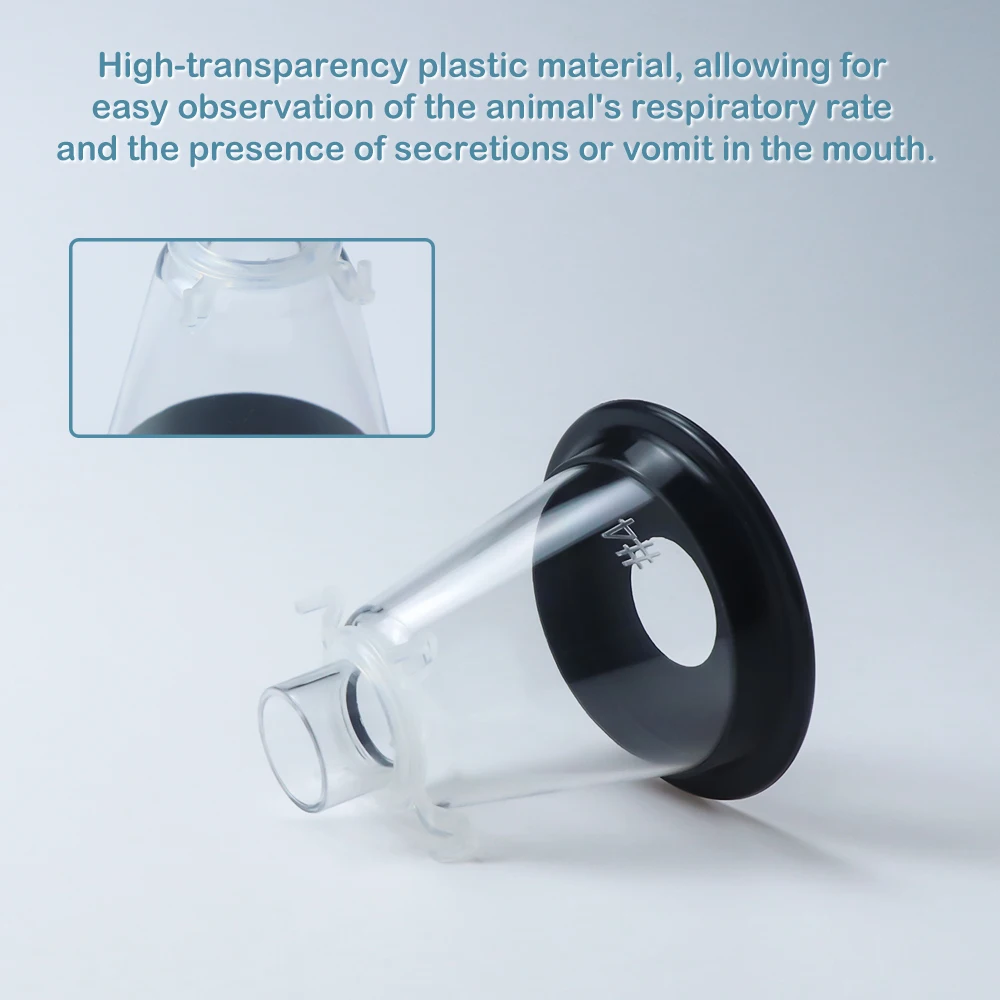 Máscara de anestesia para animales, cúpula transparente de PVC de grado médico con anillo de fijación de película protectora de silicona para equipos veterinarios para mascotas - imagen 4