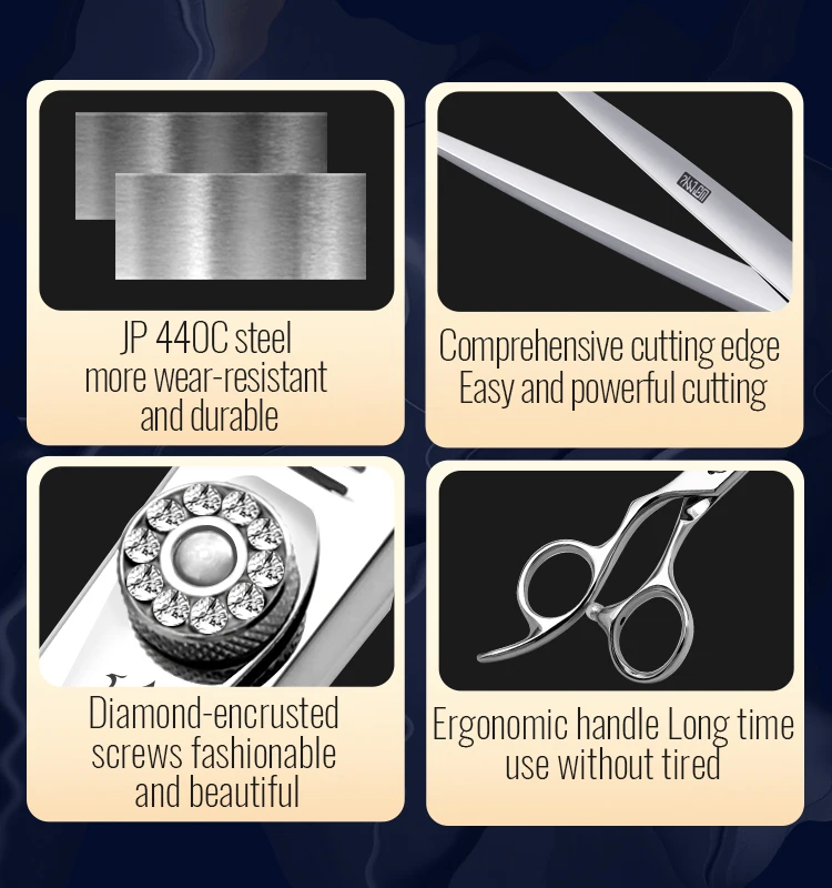 Fenice JP440C mano izquierda 7 pulgadas juego de tijeras profesionales para mascotas kits de aseo para perros tijeras rectas y curvadas tijeras más delgadas - imagen 3