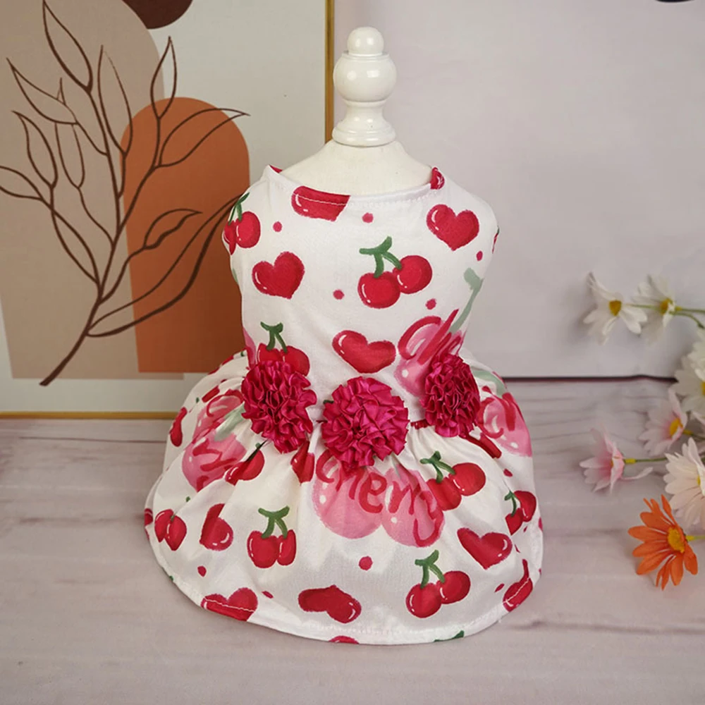 Vestido con lazo para perro cachorro, ropa para mascotas de primavera y verano, vestidos de princesa con estampado de rosas para perros pequeños y gatos, ropa para perros - imagen 5