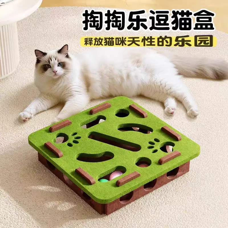 Juguete interactivo para gatos: laberinto de fieltro, bola y cascabel - imagen 5
