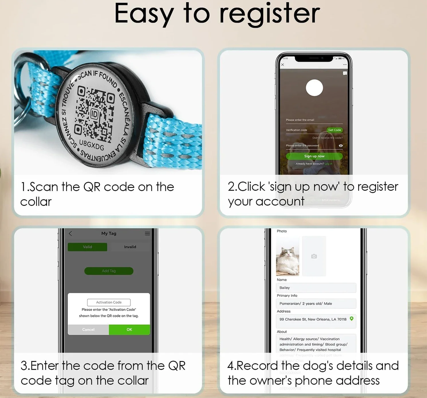 Collar para gato con etiqueta para mascotas QR Code con etiqueta de identificación y campana, accesorios para cachorros y gatos, collares reflectantes para gatitos, etiqueta para gatos, liberación rápida de seguridad - imagen 5
