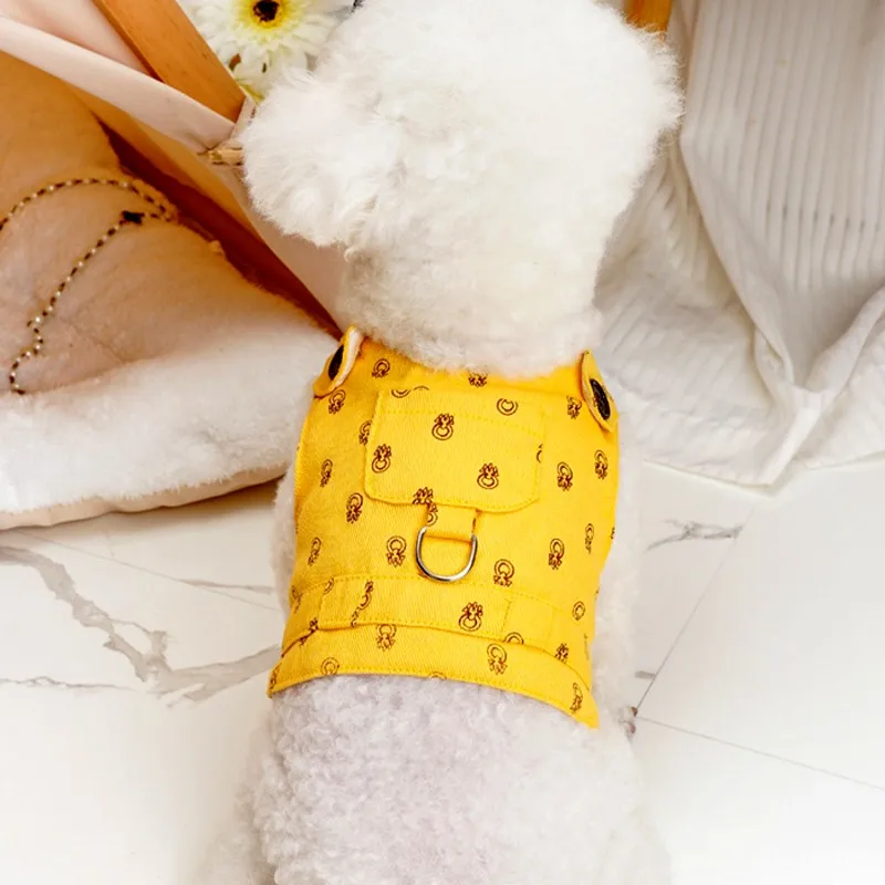 Arnés para perros Demin con estampado fino, chaleco de verano para perros pequeños, disfraz para mascotas, ropa para gatos, Chihuahua Corgi, ropa para perros al aire libre - imagen 2