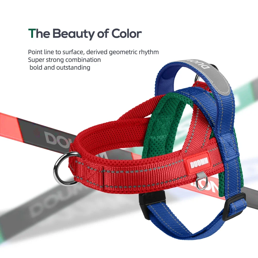 Arnés tipo sillín para perros pequeños y grandes, correa reflectante para el pecho para mascotas, Collar de Pug acolchado suave, suministros para caminar al aire libre - imagen 3