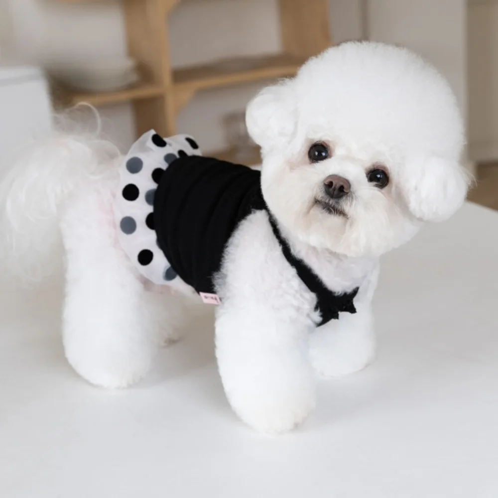 Falda esponjosa de malla de primavera para mascotas, camisola cómoda y fresca de lunares, chaleco para mascotas, ropa para perros y gatos, perros pequeños - imagen 2