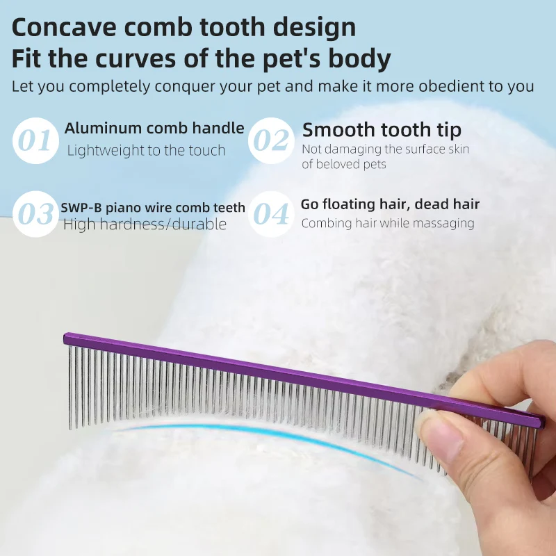 Peine de luna cóncavo para mascotas de calidad superior, pelo de recogida profunda, peine de arco de belleza esponjoso para profesores de mascotas, diseñado para adaptarse a curvas de mascotas