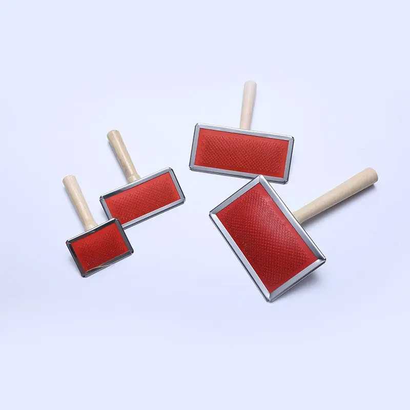 Peine de aguja de acero para perros y mascotas con mango de madera, cepillo de depilación para perros y gatos, rastrillo, herramienta de masaje de limpieza para mascotas, cepillo para mascotas