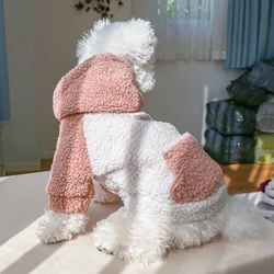 Jersey con capucha de felpa para perros y gatos antiheladas e invierno