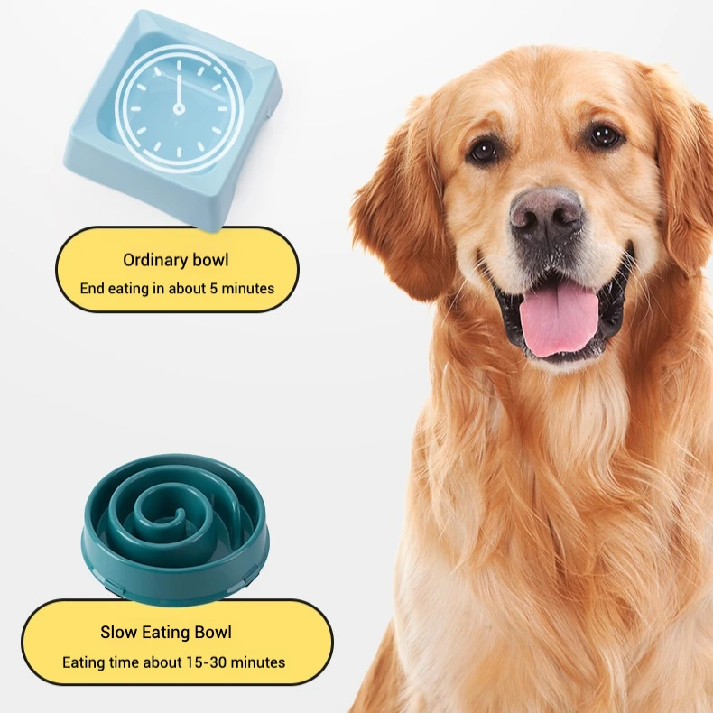Cuenco de alimentación lenta para mascotas con forma de remolino para perros y gatos, plato de comida antideslizante resistente a mordeduras no tóxico con columnas elevadas - imagen 5