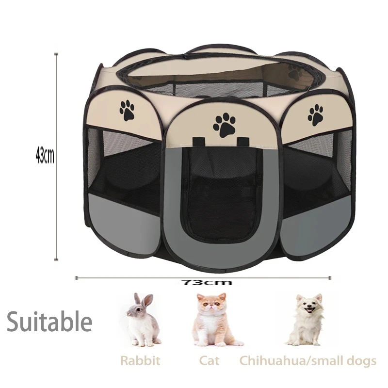 Tienda plegable para mascotas, casa para gatos con agarre duradero, tela Oxford, valla octogonal para mascotas, jaulas portátiles para exteriores para perros pequeños, vallas para gatos para invierno - imagen 5