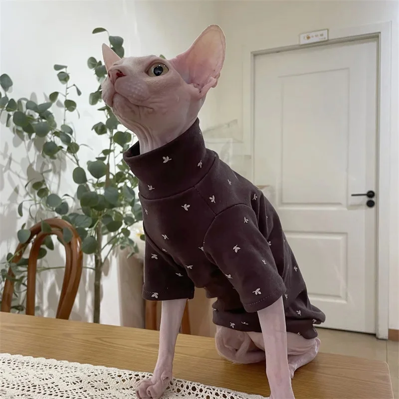 Abrigo invierno floral grueso algodón para gato esfinge sin pelo - imagen 2