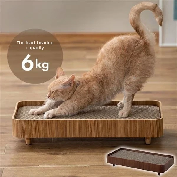 Casa para gatos con rascador vertical de madera