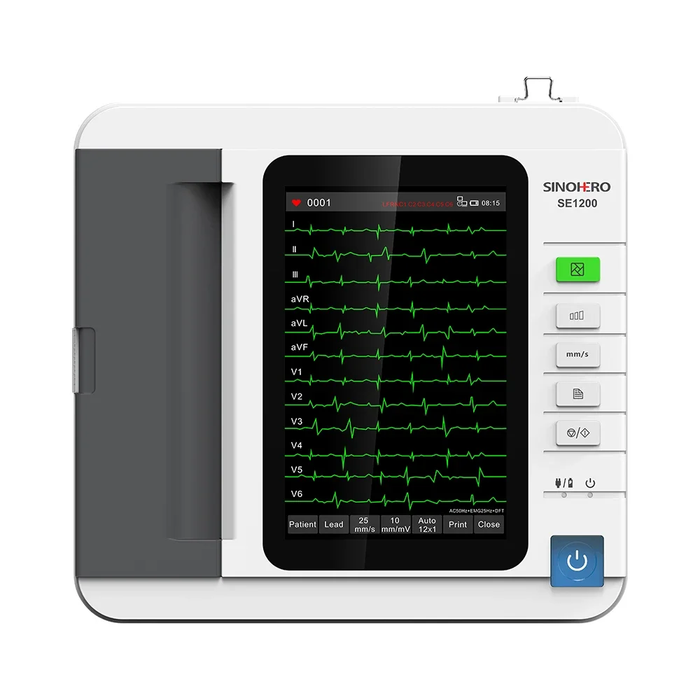 SE1200 Máquina de ECG electrocardiógrafo de 12 canales y 12 derivaciones con pantalla táctil de 10,1 pulgadas con impresión térmica - imagen 2