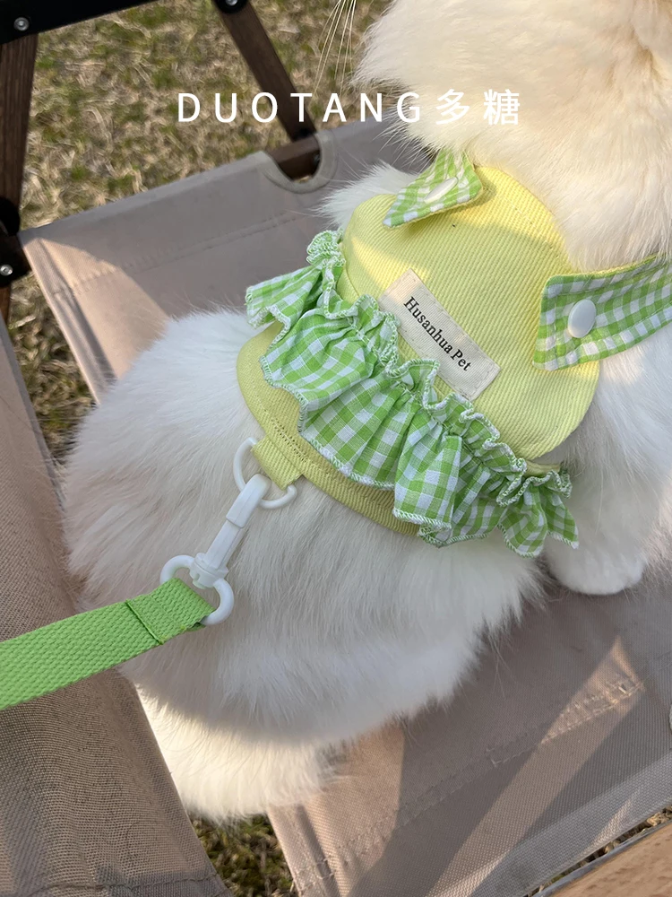 Vestido transpirable para perro, conjunto de arnés y correa para perros pequeños, gatos, cuadros florales, ropa bonita de princesa para cachorros, primavera y verano - imagen 4