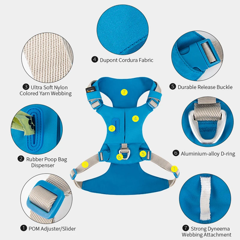 Arnés para mascotas sin tirones, arnés reflectante de nailon con bolsillo para perros, Control cómodo ajustable, entrenamiento, accesorios para perros y cachorros - imagen 2